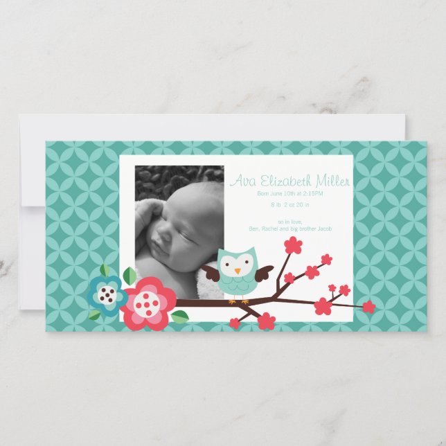 Faire-part de naissance photo personnalisable (Devant)