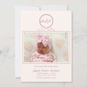 Faire-part de naissance photo Pink Bow II