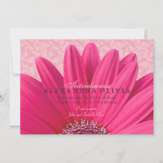 Faire-part de naissance photo Pink Daisy Baby Girl