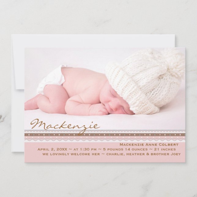 Faire-part de naissance photo Pink Perfection (Devant)