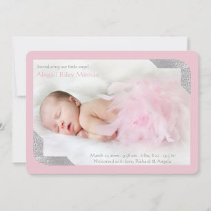 Faire-part de naissance photo Pk Silver Shimmer Co