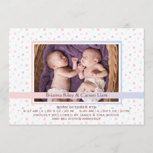 Faire-part de naissance photo Polka Dot Border Mix