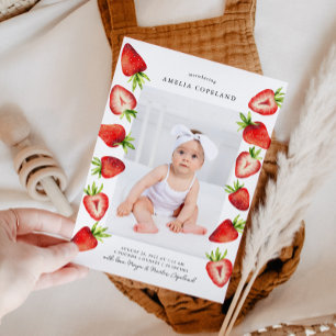 Faire-part de naissance photo pour bébé fraise