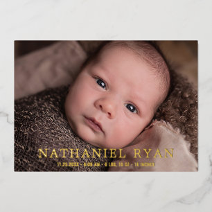 Faire-part de naissance photo pour bébé Gold Foil