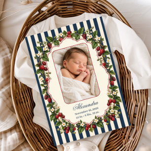 Faire-part de naissance Photo Raspberry Stripe