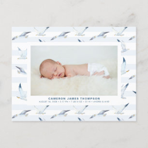 Faire-part de naissance photo rayures de mouettes