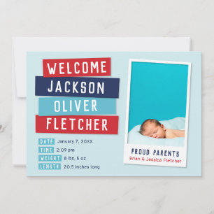 Faire-part de naissance photo Red and Blue Snshot