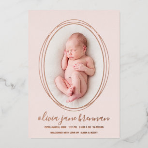 Faire-part de naissance photo Rose Gold Rose Pâle