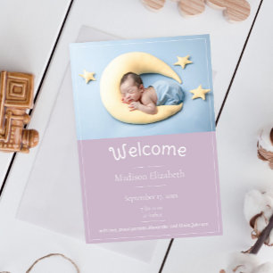 Faire-part de naissance photo rose moderne