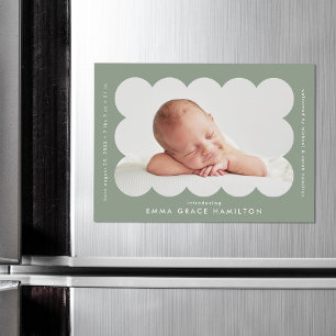 Faire-part de naissance photo Sage Scalloped moder