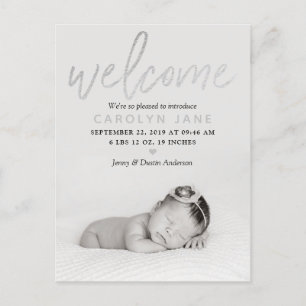 faire-part de naissance photo Silver Foil "Bienven