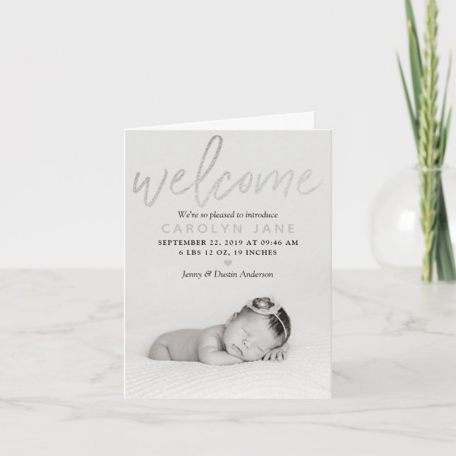 faire-part de naissance photo Silver Foil "Bienven (Devant)