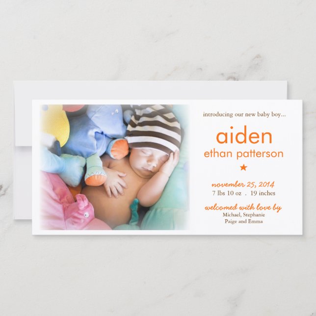 Faire-part de naissance photo Simplicity Baby Boy (Devant)