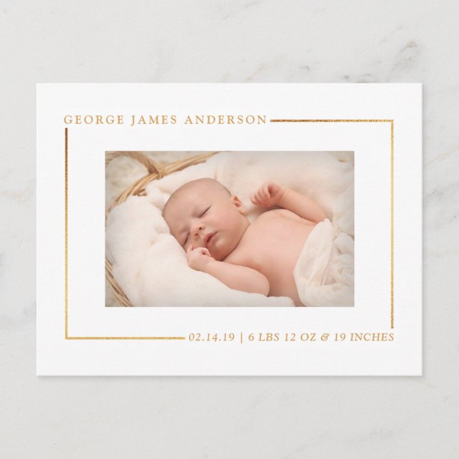 Faire-part de naissance photo Simply Chic Gold Foi (Devant)