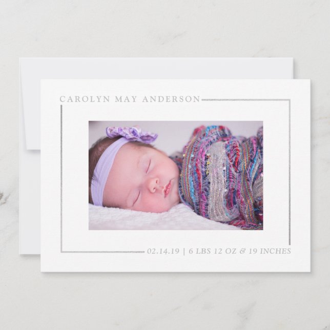 Faire-part de naissance photo Simply Chic Silver F (Devant)