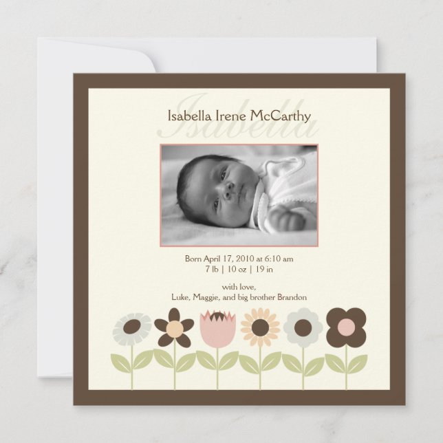 Faire-part de naissance photo Spring Garden (Devant)
