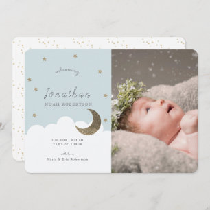 Faire-part de naissance photo Stars & Moon Blue Bo