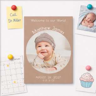 Faire-part de naissance photo Taupe minimaliste Ma