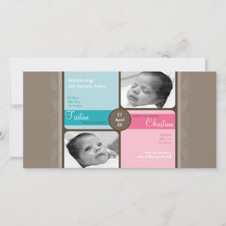 Faire-part de naissance PHOTO TWINS :: chéri 1L