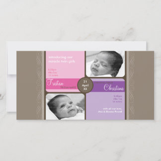 Faire-part de naissance PHOTO TWINS :: chéri 4L
