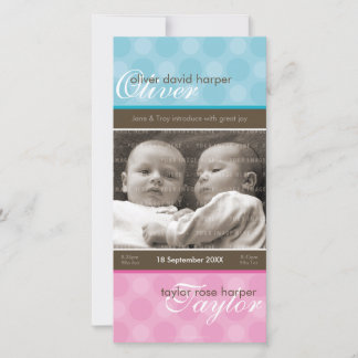 Faire-part de naissance PHOTO TWINS :: harmonie 1P