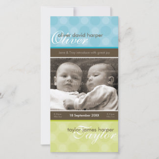 Faire-part de naissance PHOTO TWINS :: harmonie 3P