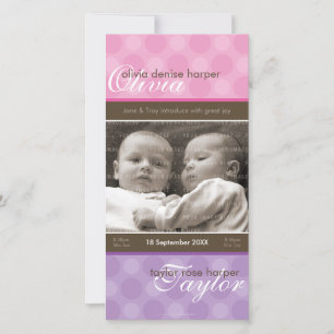 Faire-part de naissance PHOTO TWINS :: harmonie 4P