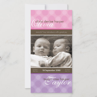 Faire-part de naissance PHOTO TWINS :: harmonie 4P