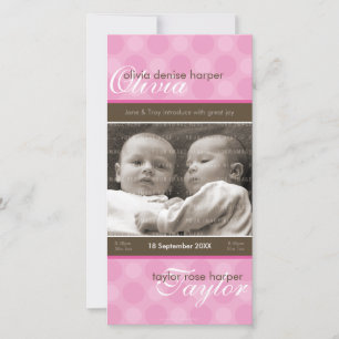 Faire-part de naissance PHOTO TWINS :: harmonie 6P