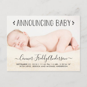 Faire-part de naissance photo typographie tendance