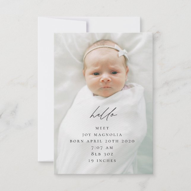 faire-part de naissance photo vertical et carte de (Devant)