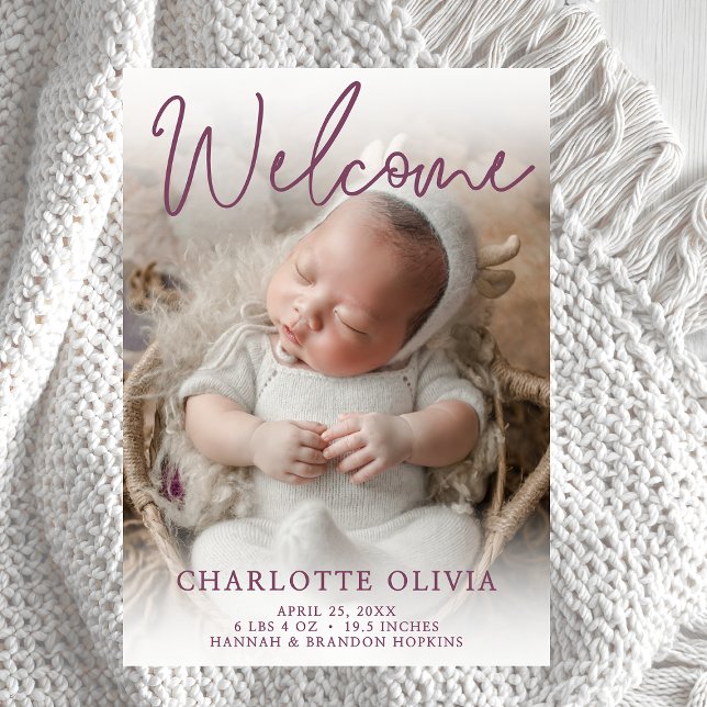 Faire-part de naissance photo Violet Bienvenue (Créateur téléchargé)