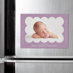Faire-part de naissance photo violet moderne
