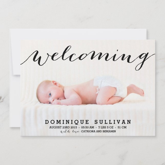 Faire-part de naissance photo Whimsical Black Scri (Devant)