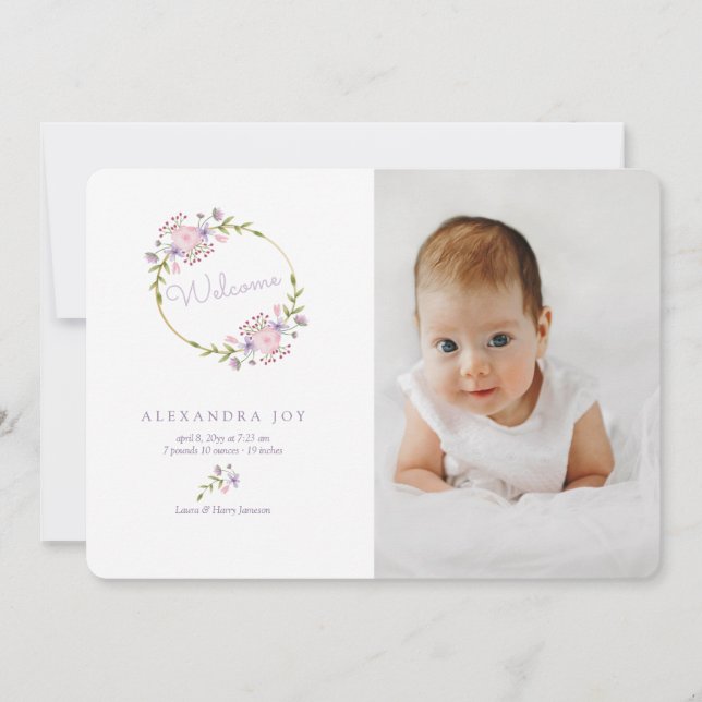 Faire-part de naissance photo Wreath (Devant)