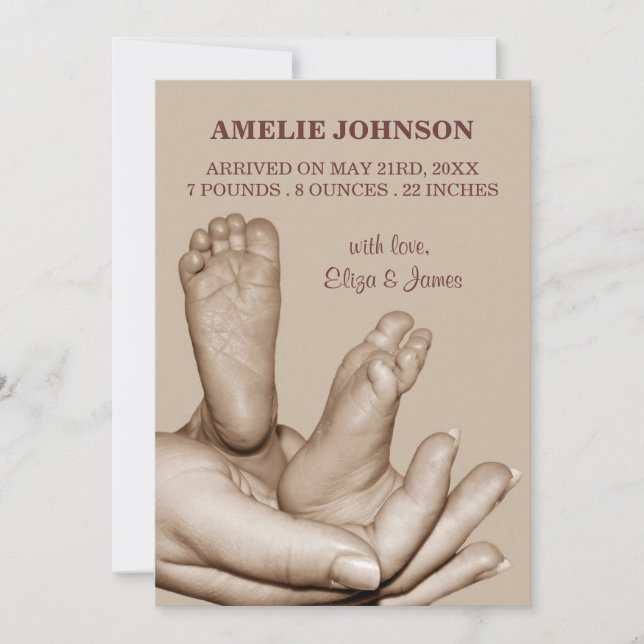 Faire-part de naissance pieds bébé (Devant)