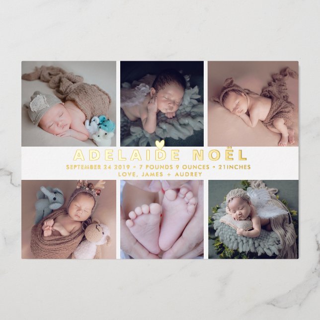 Faire-part de naissance PixDezines Or (Recto)