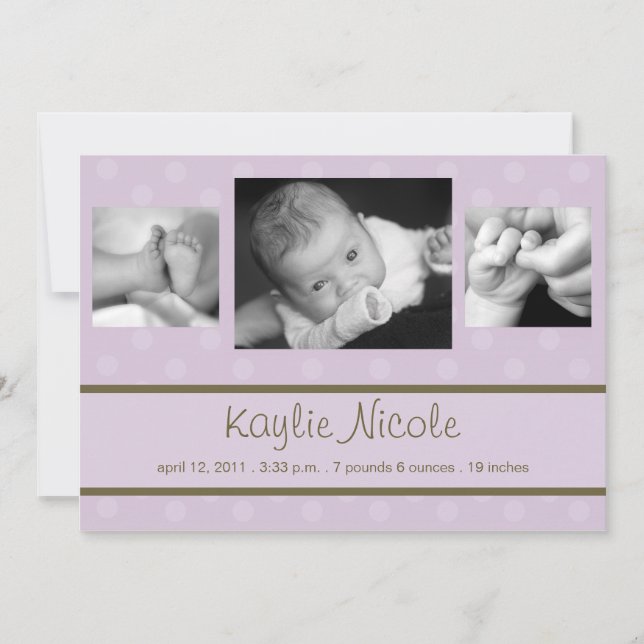 Faire-part de naissance pois (Devant)
