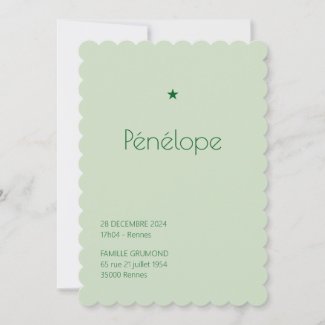 Faire-Part de naissance Poudré - Pénélope