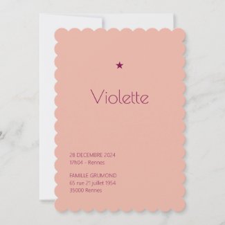 Faire-Part de naissance Poudré - Violette