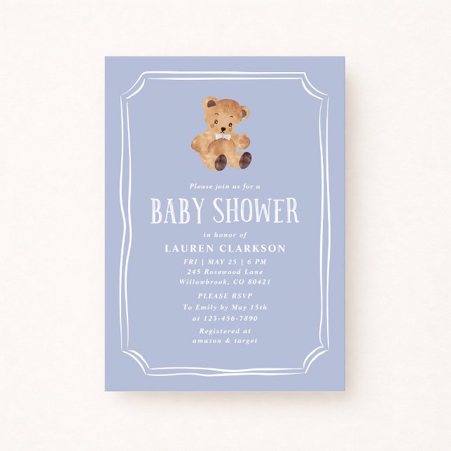 Faire-part de naissance pour bébé garçon Ourson Bl (Créateur téléchargé)
