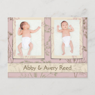 Faire-part de naissance pour jumeaux - Fennel Pink