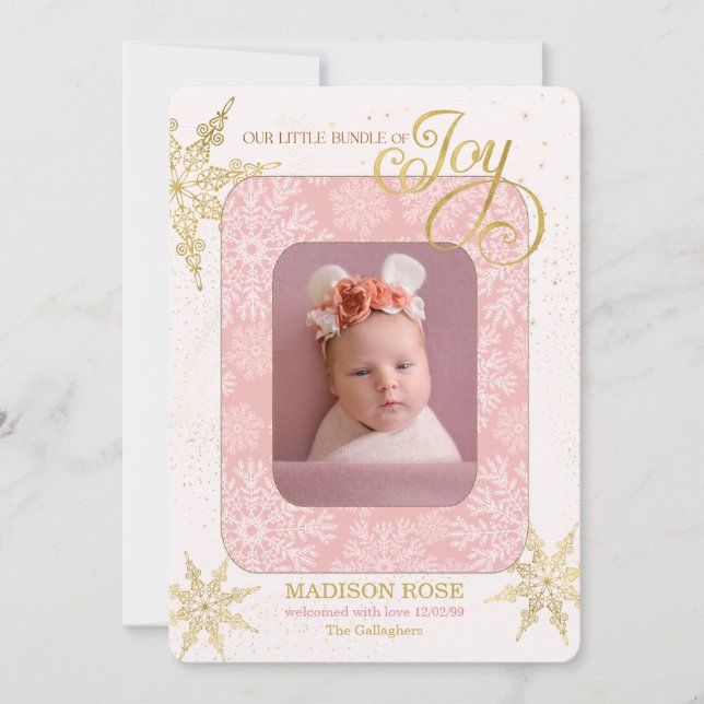 Faire-part de naissance pour les Fêtes C'est une F (Devant)