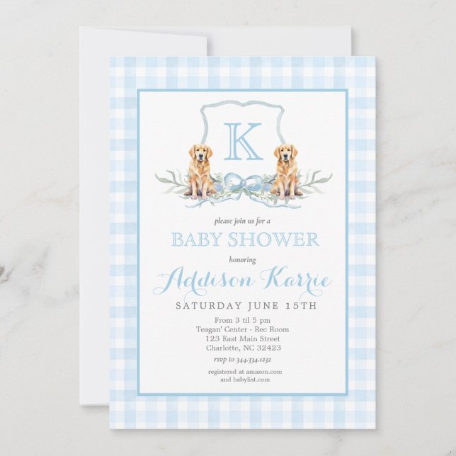 Faire-part de naissance Préparatoire Chien Gingham (Devant)