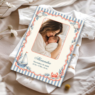 Faire-part de naissance rayure nautique Photo