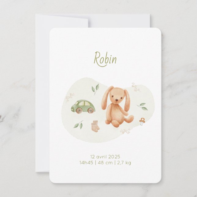 Faire-Part de naissance Robin (Devant)