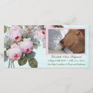 Faire-part de naissance Rose anglais pour Baby Gir