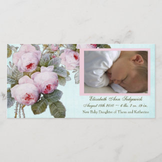 Faire-part de naissance Rose anglais pour Baby Gir