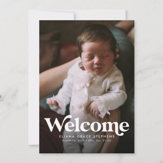 Faire-part de naissance rose avec un message de bi (Devant)