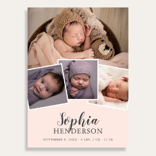 Faire-part de naissance Rose Blush écriture modern